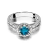 Złoty Pierścionek 585 Białe Złoto Brylanty Topaz London Blue