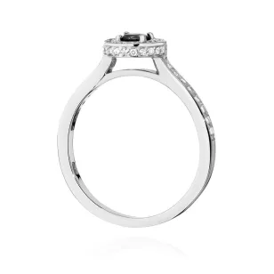 Pierścionek czarny diament 0,30ct białe złoto