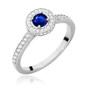 Pierścionek szafir 0,30ct diamenty białe złoto
