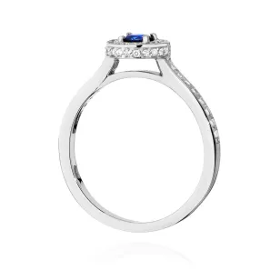 Pierścionek szafir 0,30ct diamenty białe złoto