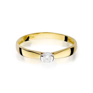 Złoty Pierścionek 585 z diamentem brylant 0,10ct