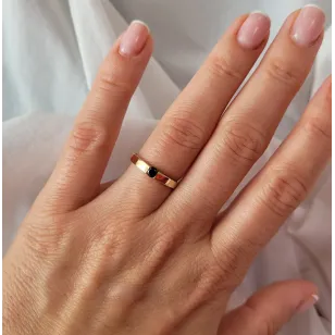 Goldener Ring schwarzer Stein Versuch 585 P1.114cP | ergold