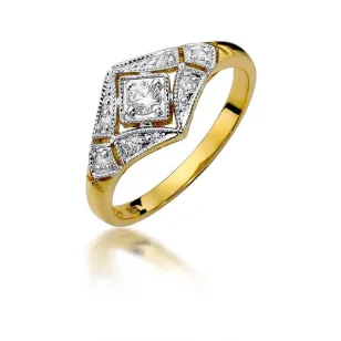 Złoty Pierścionek 585 z diamentem brylant 0,10ct