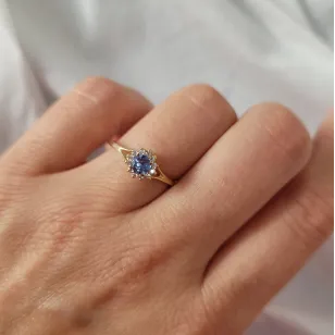 Eleganter Goldring Blaue Blume P2.1455| ergold