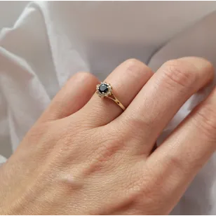 Elegante Gold Ringblume Schwarz P2.1455c| ergold
