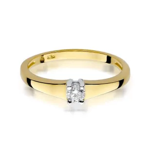 Złoty Pierścionek 585 z diamentem brylant 0,15ct