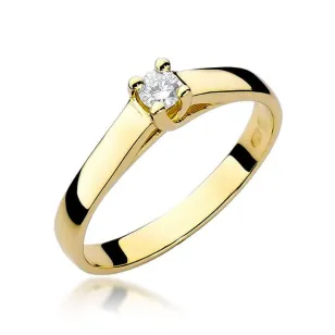 Złoty Pierścionek 585 z diamentem brylant 0,10ct