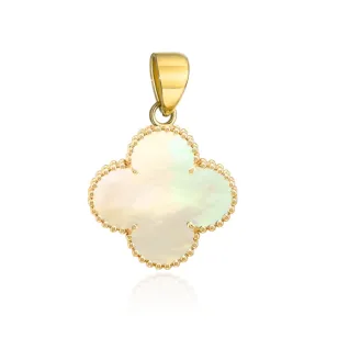 ⭐ Zawieszka złota koniczynka z masą perłową 11mm ♥ Ergold