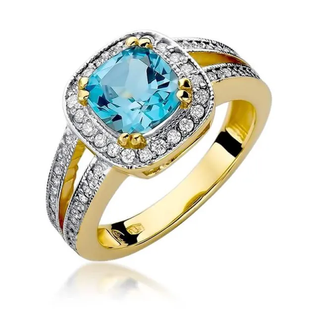 Złoty pierścionek z diamentem EY-307 topaz