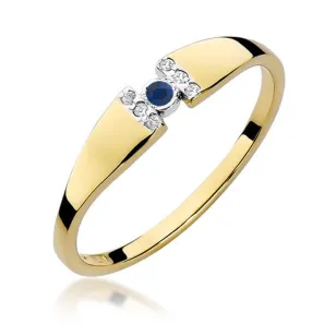 Złoty Pierścionek 585 z diamentem szafir 0,05ct