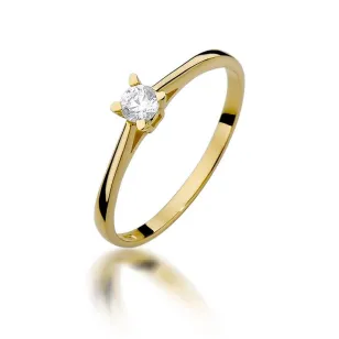 Złoty Pierścionek 585 z diamentem brylant 0,15ct