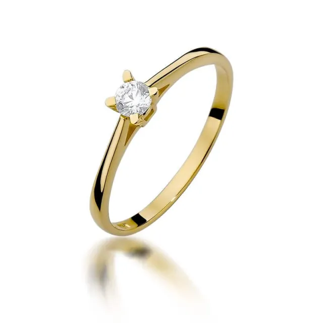 Złoty Pierścionek 585 z diamentem brylant 0,15ct