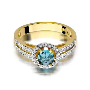 Złoty Pierścionek 585 z diamentem topaz 0,50ct