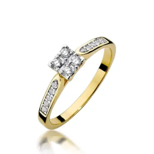 Złoty Pierścionek 585 z diamentem brylant 0,16ct