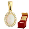 ⭐ Zawieszka złoty opal owalny otoczony cyrkoniami ♥ Ergold