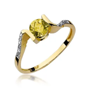Złoty Pierścionek 585 z diamentem cytryn 0,50ct