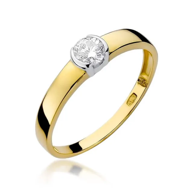 Złoty Pierścionek 585 z diamentem brylant 0,25ct