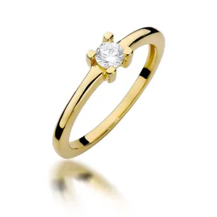 Złoty Pierścionek 585 z diamentem brylant 0,23ct