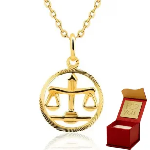 Złota zawieszka ZNAK zodiaku WAGA próba 585