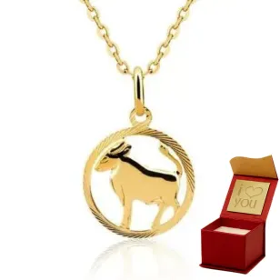 Złota zawieszka ZNAK zodiaku BYK próba 585