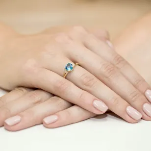 Złoty Pierścionek 585 z diamentem topaz 1,10ct
