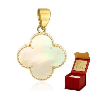 ⭐ Zawieszka złota koniczynka z masą perłową 11mm ♥ Ergold