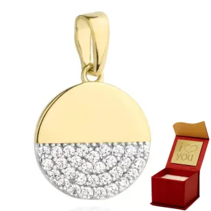 ⭐ Anhänger goldenes Vollrad halb mit Strasssteinen ♥ Ergold