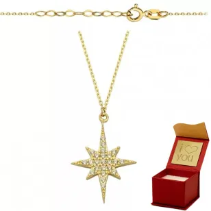 ⭐ Polar Star Halskette mit Strasssteinen ♥ Ergold