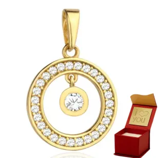 ⭐ Zawieszka złota ring z cyrkoniami z wiszącą cyrkonią ♥ Ergold
