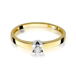 Złoty Pierścionek 585 z diamentem brylant 0,12ct