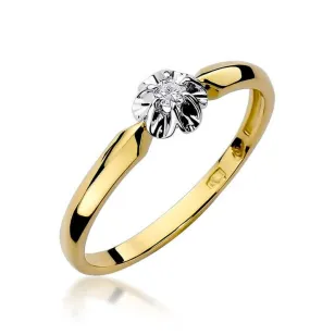Złoty Pierścionek 585 z diamentem brylant 0,04ct