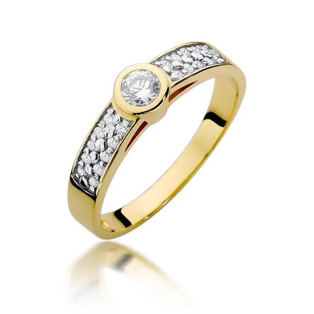 Złoty Pierścionek 585 z diamentem brylant 0,15ct