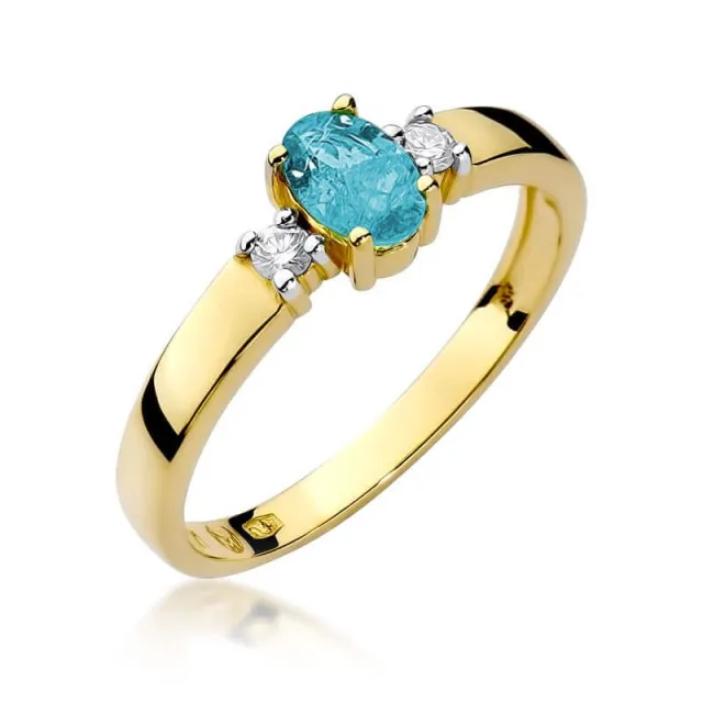 Złoty Pierścionek 585 z diamentem topaz 0,50ct
