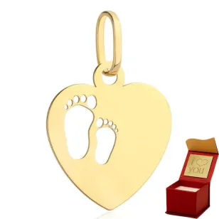 ⭐ Zawieszka złota serce i małe stópki w śroku ♥ Ergold