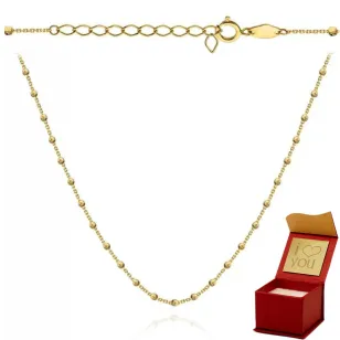⭐ Naszyjnik złoty z kulkami diamentowanymi 36+3cm ♥ Ergold