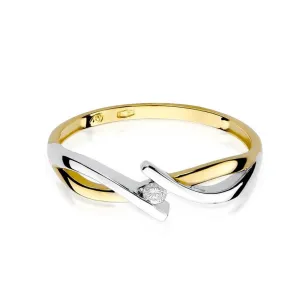 Złoty Pierścionek 585 z diamentem brylant 0,04ct