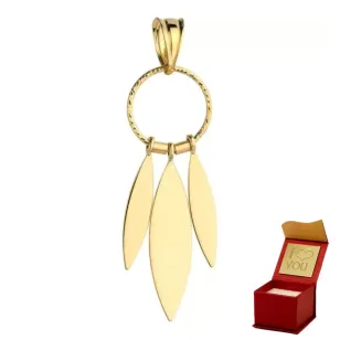 ⭐ Anhänger gold glatte Blätter auf einem Diamantkreis ♥ Ergold