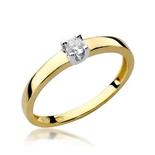 Złoty Pierścionek 585 z diamentem brylant 0,10ct