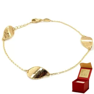 ⭐ Armband Golddiamant drei verdrehte Blätter ♥ Ergold
