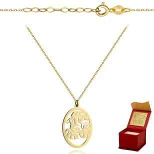 ⭐ Halskette goldene Blätter im Oval der ♥ Ergold