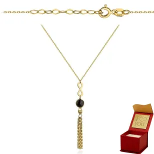 ⭐ Halskette mit Unendlichkeitszeichen, schwarzem Stein und Ketten ♥ Ergold