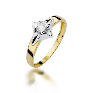 Złoty Pierścionek 585 z diamentem brylant 0,12ct