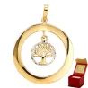 ⭐ Anhänger kleiner Baum des Glücks in einem Kreis aus Weißgold und in einem goldenen Ring pr. 585 ♥ Ergold