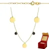 ⭐ Halskette Gold drei volle Kreise und schwarze Steine ♥ Ergold