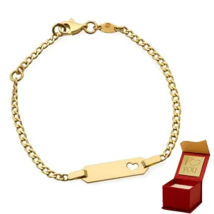 ⭐ Armband-Goldplatte mit einem abgeschnittenen Herz an einer Kette von Rüstungen ♥ Ergold