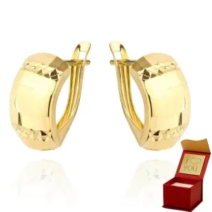 ⭐ Goldene Ohrringe zwei quer verlaufende Diamantstreifen ♥ Ergold