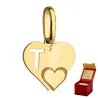 ⭐ Anhänger goldener Buchstabe T mit Herz ♥ Ergold