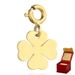 Zawieszka/charms pełna złota koniczynka