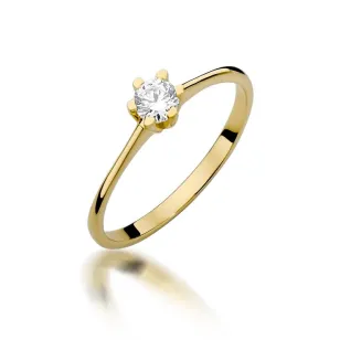 Złoty Pierścionek 585 z diamentem brylant 0,23ct