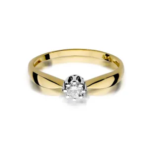 Złoty Pierścionek 585 z diamentem brylant 0,15ct
